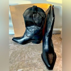 Steve Madden Black Leather Western Boots